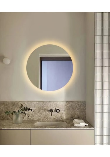 Fawdecor Led Işıklı Yuvarlak Duvar Aynası 60x60 Gün Işığı