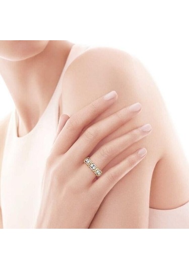 Tam Kübik Zirkonya Cz Çapraz Beyaz Altın Kaplama Yüzük Bayan Düğün Takı Us 8 Beyaz