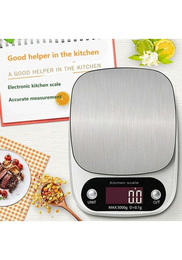 Moveevo Pratik Mutfak Çubuğu: 0.1g Hassasiyetli, 3kg Kapasiteli, Çelik, Akıllı Dijital Ölçüm Aleti Gümüş Gümüş