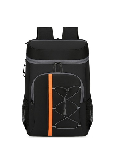 Mufunye Sıcak Soğuk İçin Çift Katlı Yalıtkan Piknik Sırt Çantası, Alüminyum Folyo, Büyük Bölmeler, Bira Açıcı, 32x46x19cm Siyah Siyah