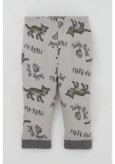 Breeze Erkek Bebek Pijama Takımı Sevimli Kedi Ve Farecik Desenli 0-1 Yaş, Gri Gri