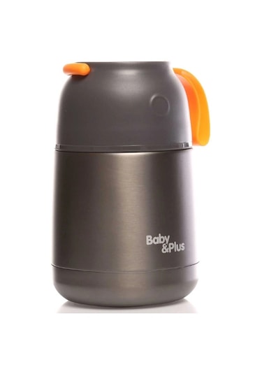 Baby Plus Vakumlu Çift Taraflı Mama Termosu 450 ML - Gri