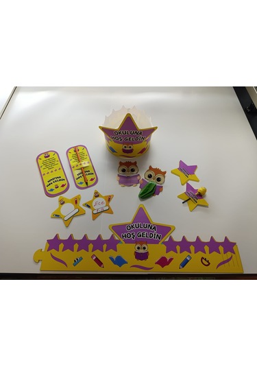 Okuluna / Sınıfına Hoş Geldin Öğrenci Tacı Ve Hediye Kartı Seti 5 Parça 12'li 02 7