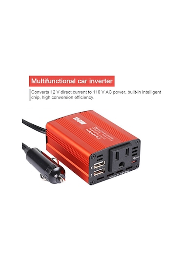 150w Araba İnvertörü 12v İla 110v Modifiye Sinüs Dalgası Güç Dönüştürücüsü Otomobil Elektrik İnvertö-siyah