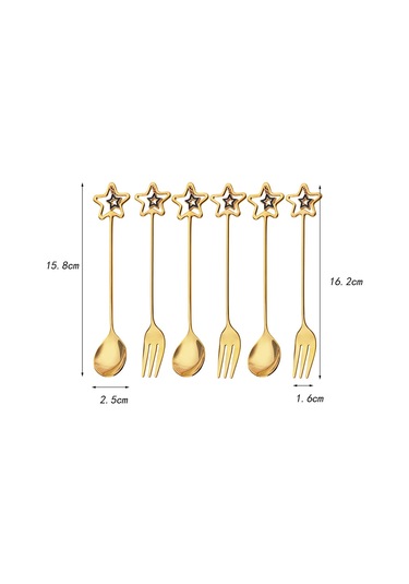 Suntek Magideal 6x Paslanmaz Çelik Kaşık Çatal Yılbaşı Yıldız