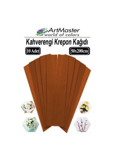 Krapon Kağıdı Kahverengi Renk 10 Adet 50x200 Cm Grapon Kağıdı 10'lu Okul Proje Sınıf Anaokulu Kreş Süsleme