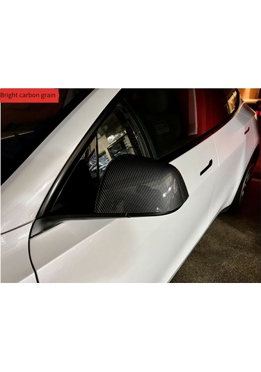 Xiaaokeji Tesla Model 3 Y İçin Araba Arka Ayna Kapağı Kapağı Karbon Fiber Desen
