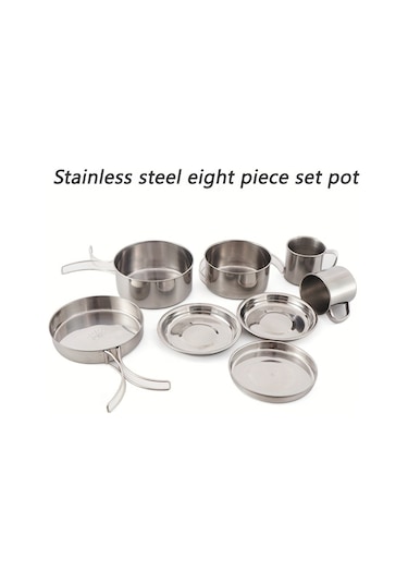 Tcherchi Açık Hava Saksıları Yürüyüş ve Kamp Malzemeleri, Portatif Kombinasyon Seti 8 Parça Gri