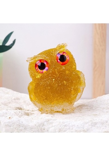 Lijinxu Magideal Baykuş Heykeli Hayvan Sevimli Reçine Masaüstü Sarı