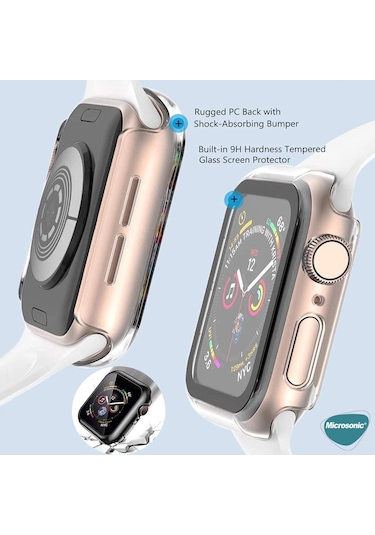 Microsonic Apple Uyumlu Watch SE 2022 40mm Kılıf Clear Premium Slim WatchBand