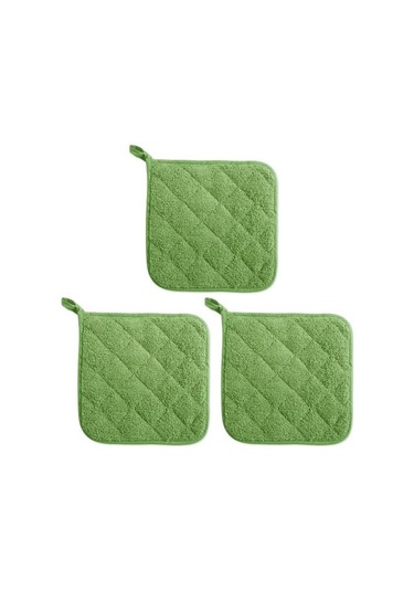 Yeşil 3 Adet Mutfak Tencere Tutucular Placemats Kolay Temizlenebilir Yeniden Kullanılabilir Isıya Dayanıklı Fırın Tencere Tutucular