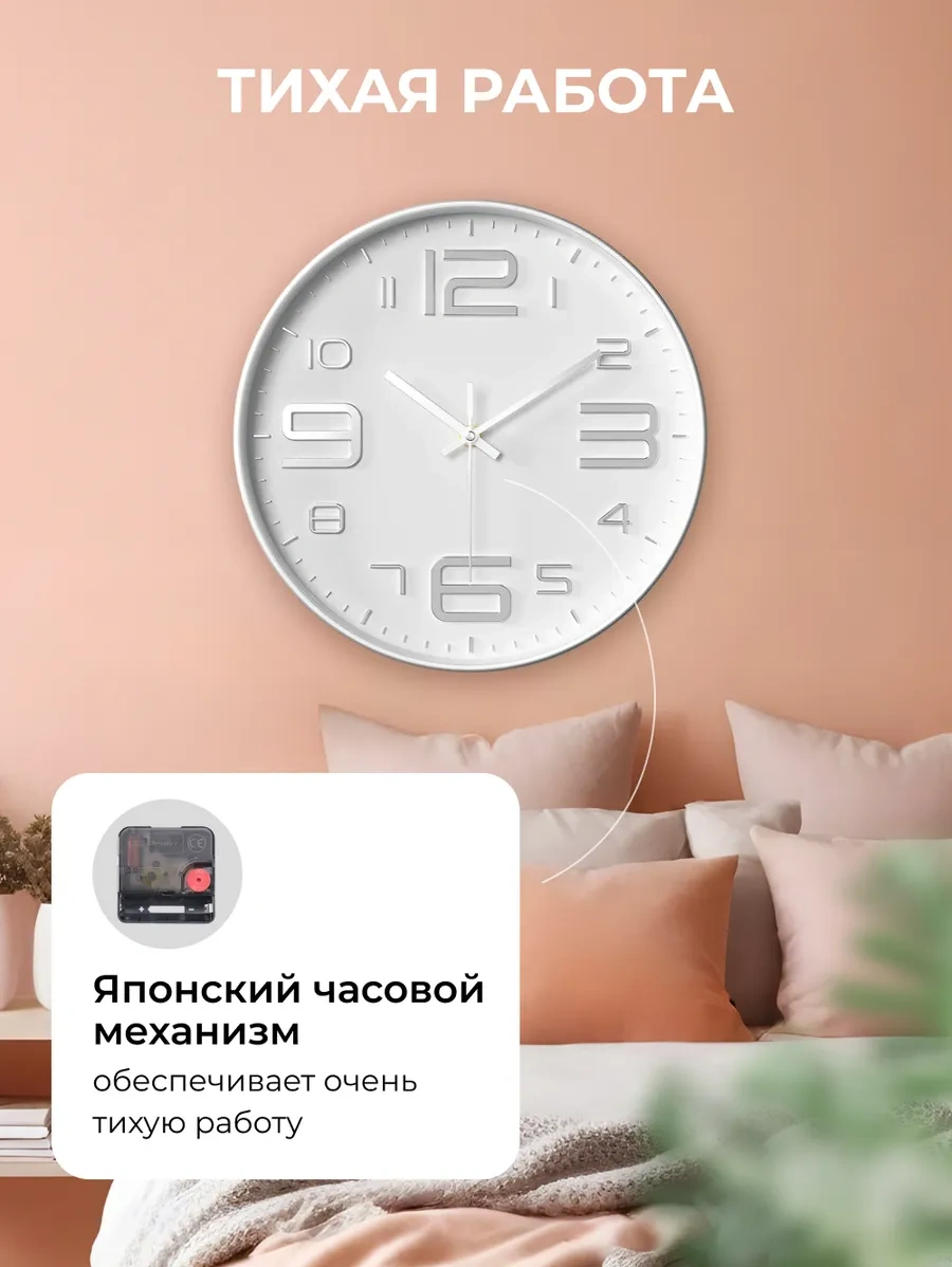 Casy Market Mutfak İçin Yuvarlak Sessiz Duvar Saati 25 Cm 373668686 Beyaz