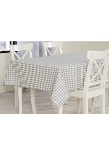 Ekose Masa Örtüsü Gri