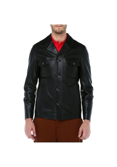 Dericlub E-1024 Hakiki Deri Erkek Ceket-Siyah