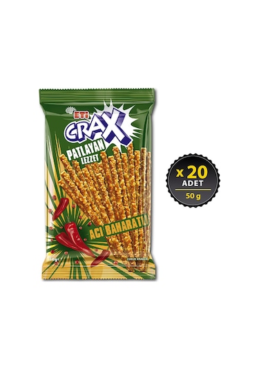 Eti Crax Patlayan Lezzet Acı Baharatlı Çubuk Kraker 20 x 50 G
