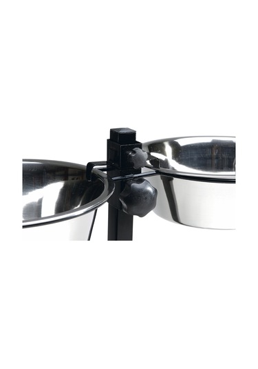 Beeztees Köpek İkili Mama Su Kabı, Ayaklı, Paslamaz Çelik, 25cm, 2x2,5l