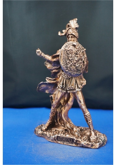 Athena Savaş Tanrıçası 26 Cm Mitolojik Heykel, Ev Dekor Ve Hediyelik Biblo Bakır