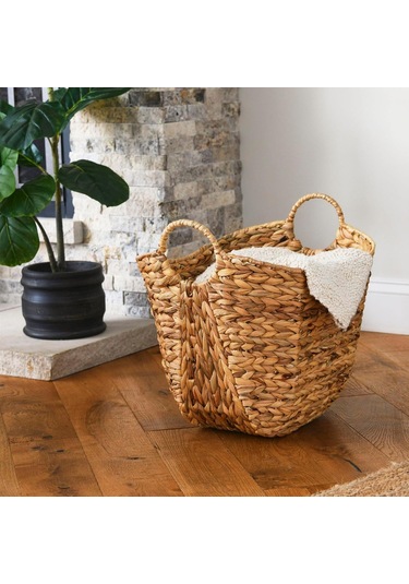 Uzun Dokuma Sepeti Antrasit - Bej