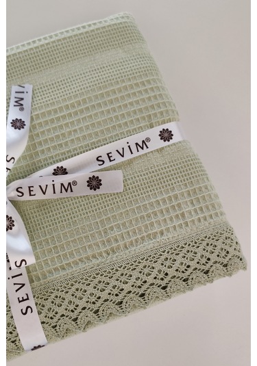 Çift Kişilik Kopanaki Dantelli Waffle Pike-210x230 Cm Fıstıkyesılı Fıstık Yeşili