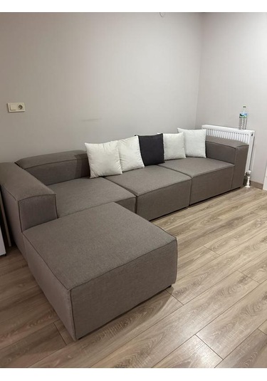 Most Mollis 4 Modül Köşe Koltuk 10 Kahverengi Keten Kumaş Yumuşak