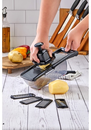 Cooker 5 Bıçaklı Hazneli Lüx Paslanmaz Çelik Rende Ckr3379-siyah Siyah