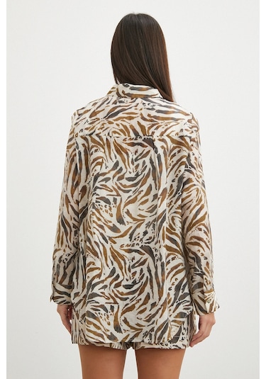 Uterpe Animal Print Gömlek Ekru