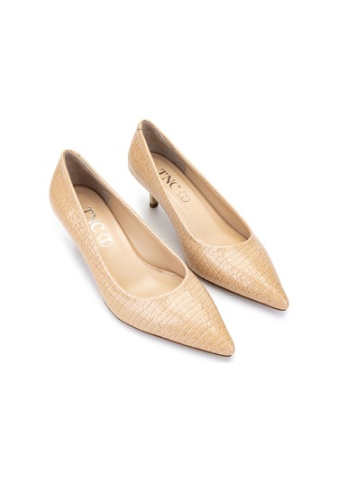 Tamer Tanca Kadın Hakiki Deri Bej Stiletto Ayakkabı 886 01 Bn Ayk Sk24-25 S.khv Fsly Bsk Kahverengi