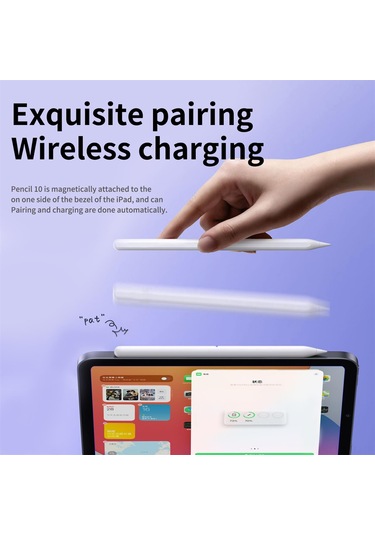 Springsun İpad 9. Ve 10. Nesil İçin 10 Saat Kullanim Süresi, Manyetik Şarj, 1.2mm Uçlu Dokunmatik Kalem 2018-2023 Uyumlu