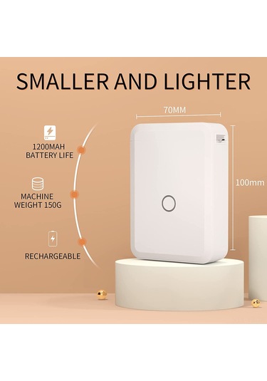 Yunboo D110 İngilizce Ev Ofis Termal Etiket Yazıcı: Taşınabilir Mini Bluetooth, Kolay Kullanım, 1 Rollü Kağıt Dahil