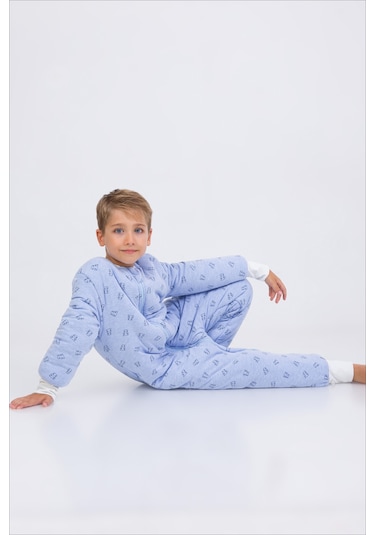 Erkek Çocuk Uyku Tulumu 6-9 Yaş Kalın Elyaf Dolgulu Premium Kalite 2.5 Tog-mavi-siyah-beyaz Mavi - Beyaz