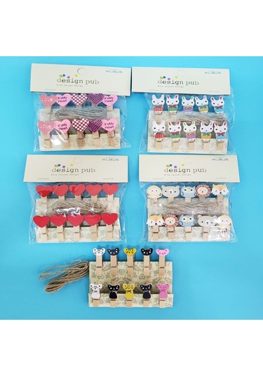 Figürlü İpli Notluk Mandal Ahşap