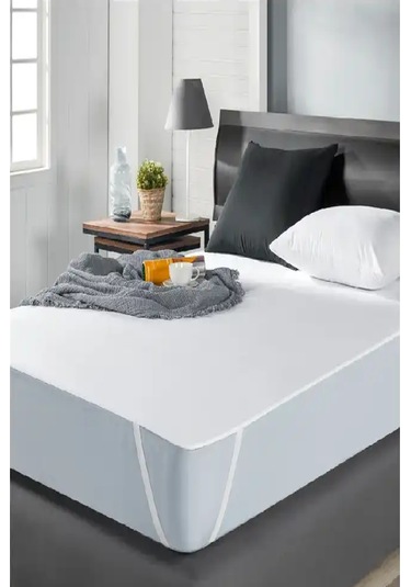 Altın Karma Sıvı Geçirmez Pamuk Alez 200x220 Cm Çift Kişilik Beyaz