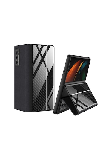Galaxy Z Fold 2 Kılıf Zore Droga Kılıf Siyah-Beyaz