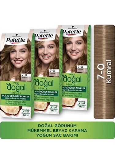 Palette Kalıcı Doğal Renkler Saç Boyası 7-0 Kumral 3'lü