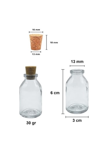 100 Adet Mantar Tıpalı Cam Şişe 25 Cc