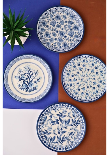 Tabak Evi Porselen Blue Heaven Pasta Takımı 20cm 4 Kişilik 4 Parça Tvl4ptprs1194 Çok Renkli