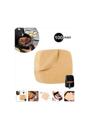 100 Adet Air Fryer Pişirme Kağıdı Tek Kullanımlık Yağ Kare