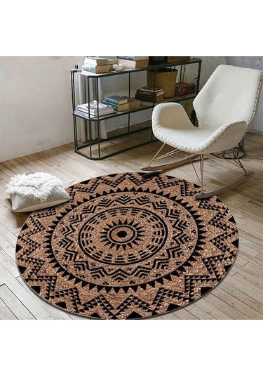 Jüt Yuvarlak Hasır Halı Yolluk Salon Oda Mutfak Halısı Ks-1018