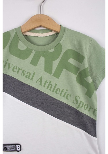 Erkek Çocuk Atletik Baskılı Şortlu Takım-6290-Yeşil