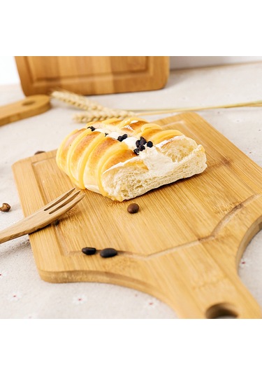 Leezsing Kare Moso Bambu Kesme Tahtası - Meyve, Pizza, Sebze İçin Tam Bambu Tasarım - 33x18x0.9cm Shape 1 Diğer