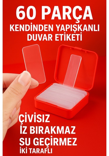60 Parça Kendinden Yapışkanlı Duvar Etiketi - Çivisiz, İz Bırakmaz, Su Geçirmez, İki Taraflı