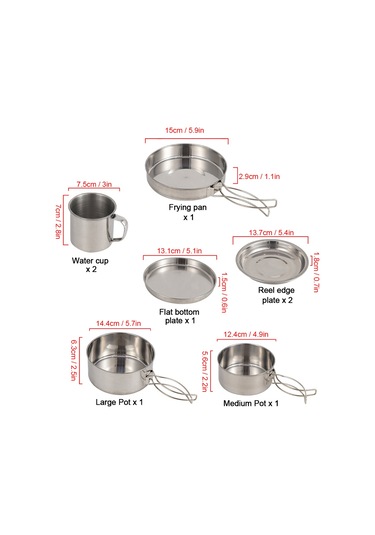 Ranyeek Dışarıda Kullanım İçin Paslanmaz Çelik 8 Parça Set: Tencere, Tavuk, Bardak Ve Tabaklar Çok Renkli