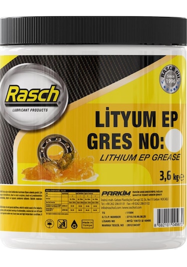 Rasch Lityumlu Yüksek Basınç Ep2 Katı Gres Yağı Sarı 3.6 KG