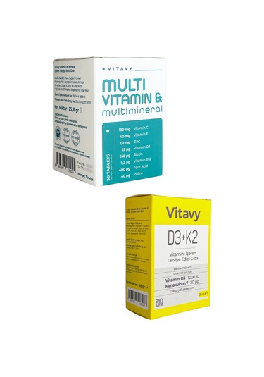 Vitavy D3K2 Vitamini Sprey 20 ML 140 Puff + Multivitamin & Multiminera 30 Tablet