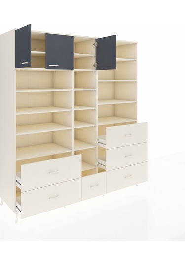 Kronos Dolap 17 Raflı 6 Çekmeceli 3 Kapaklı 220x59x243 Aytaşı-antrasit/aytaşı Antrasıt/aytası