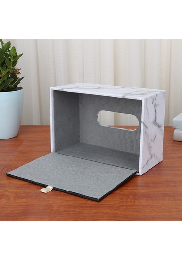 Youmex Lüks Mermer Desenli Kağıt Havlu Kutusu - Ev Otel Restoran Dekorasyonu - Büyük Boy Kareli Ev Gereci