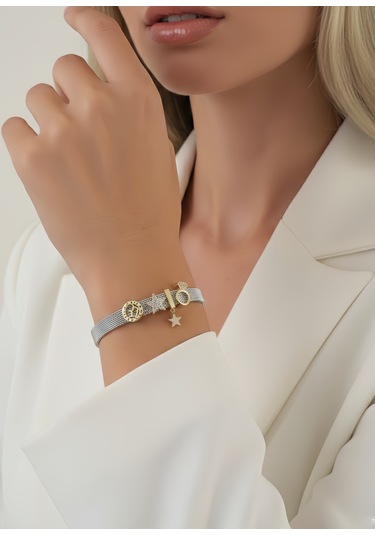 Eva Takı Store Mesh Charm Yıldız Yüzük Çelik Bileklik Gümüş