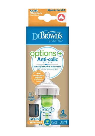 Dr. Brown's Geniş Ağız Antikolik Cam Biberon 5 Oz/150 ML
