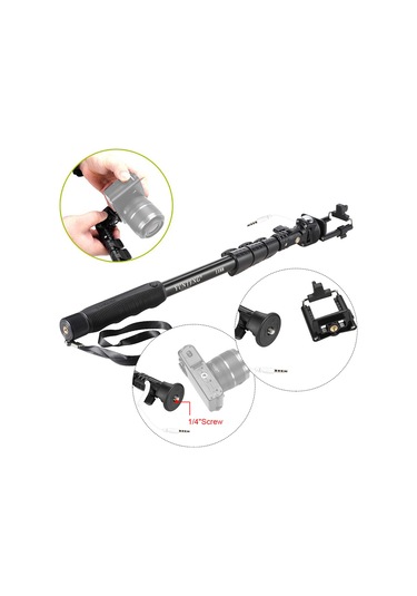 Springsun Yunteng Yt-188 Aluminyum Monopod: 38-128cm Uzunluk Ayarlı, Telefon Tutucu Ve 1/4 İnç Vidalama, 180 Döner Kafa, Kaymazsız Tutucu