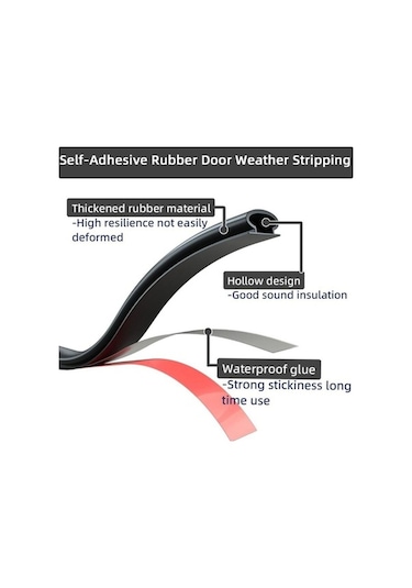Novahub Anlamı Koruyan D Şekli Kapı Contası, Siyah, 6m, Ses Yalıtım, Hava Sıyırma Şeridi 6 M